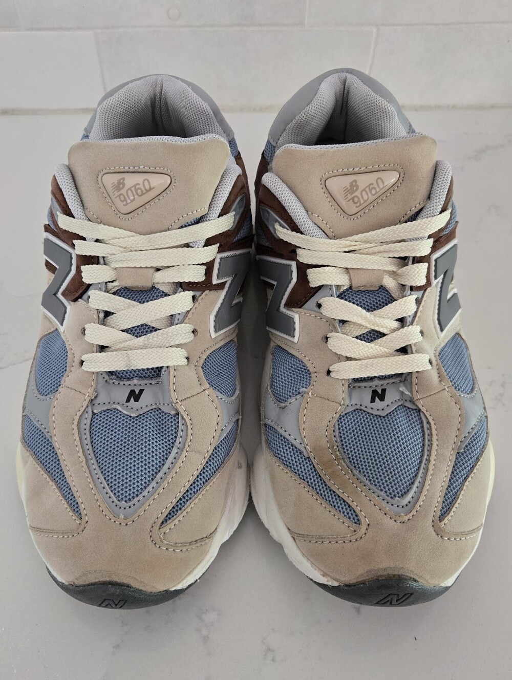 New Balance 9060 Sneakers Size M9/W 10.5 Sea Salt Blue Mushroom Aluminum Cyclone - Picture 3 of 12